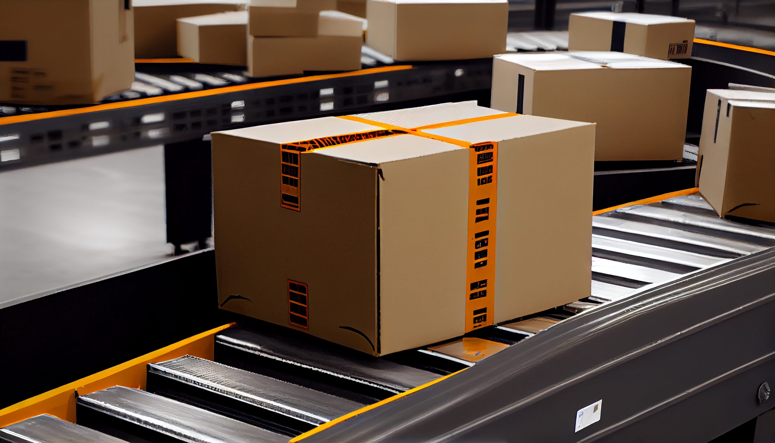 industry warehouse with cardboard containers pallets equipment generative ai scaled