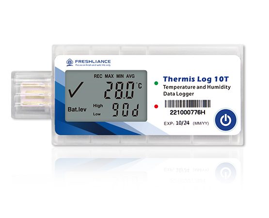 Freshliance Fresh Tracker 10 4G real-time temperature and humidity data logger with external probe.