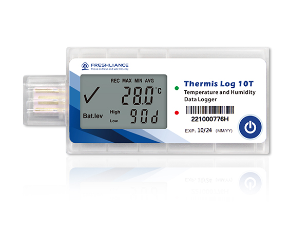 Freshliance Fresh Tracker 10 4G real-time temperature and humidity data logger with external probe.
